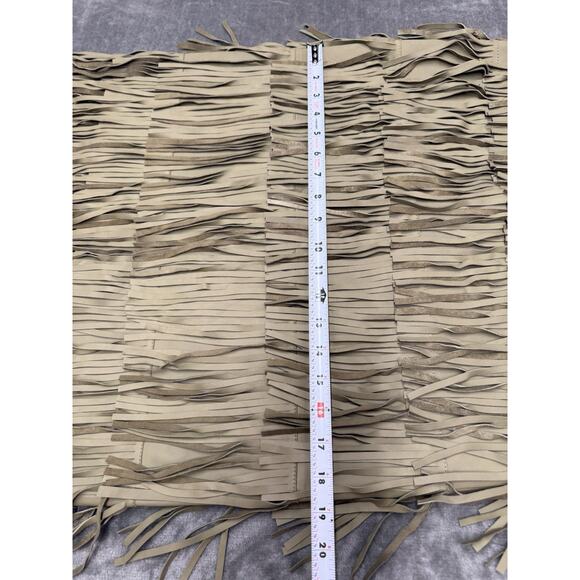 NWT Helmut Lang Olive Lambskin Fringe Mini Skirt S Western Boho Festival Leather - Picture 9 of 13